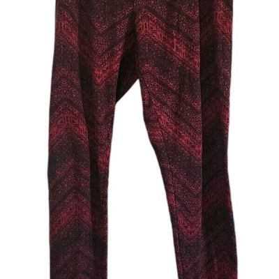 Faded Glory L (12-14) Maroon & Black  Women's Leggings